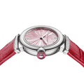 Bvlgari Lvcea Intarsio Diamonds Mother of Pearl Pink Dial Red Leather Strap Watch for Women - LVCEA103619