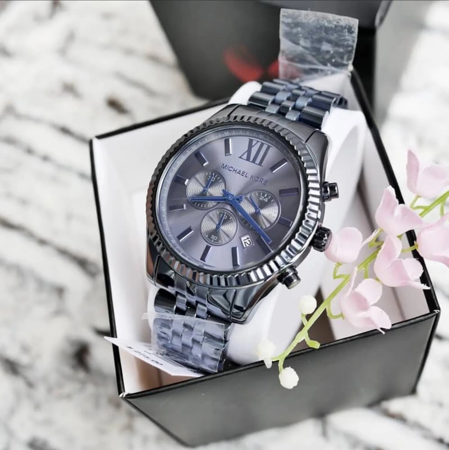  Shop Authentic Michael Kors Lexington Chronograph Blue Dial Blue Steel Strap Watch for Men - MK8480 - Luxxuri