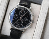  Shop Authentic IWC Portofino Chronograph Black Dial Black Leather Strap Watch for Men - IW391008 - Luxxuri