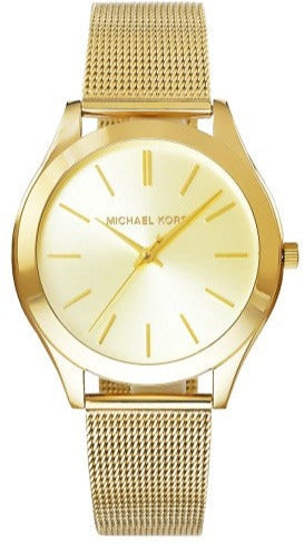  Shop Authentic Michael Kors Slim Runway Champagne Dial Gold Mesh Bracelet Watch for Women - MK3282 - Luxxuri