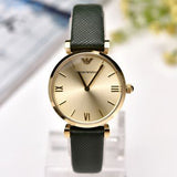  Shop Authentic Emporio Armani Retro Champagne Beige Dial Green Leather Strap Watch For Women - AR1726 - Luxxuri