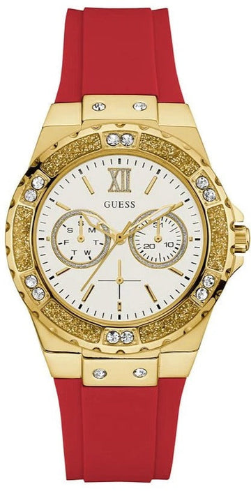  Shop Authentic Guess Diamonds White Dial Red Rubber Strap Watch for Women - GW0431L1 - Luxxuri
