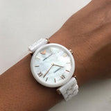  Shop Authentic Emporio Armani Ceramica Mother of Pearl Dial White Ceramic Strap Watch For Women - AR1486 - Luxxuri