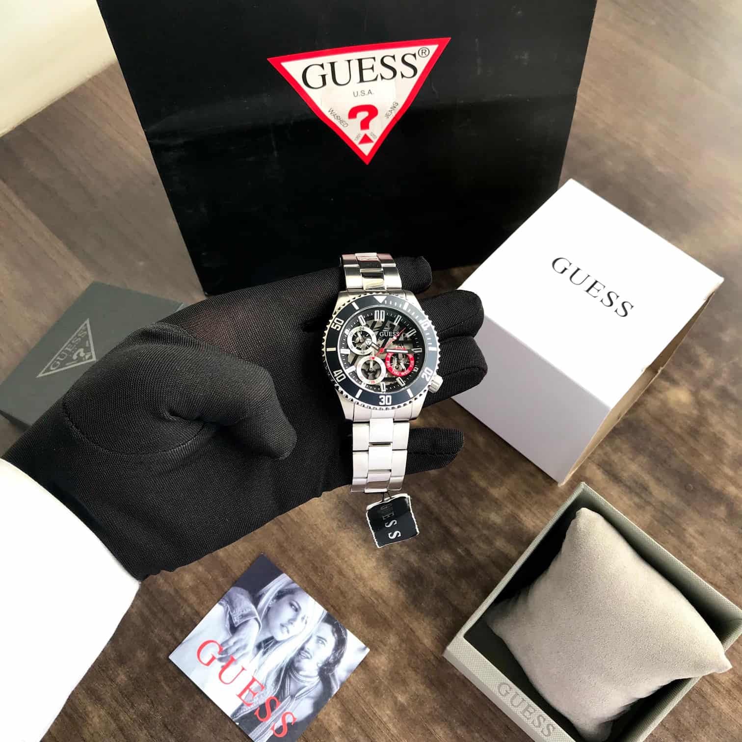 Shop Authentic Guess Axle Multifunction Black Dial Silver Steel Strap Watch For Men - GW0488G1 - Luxxuri