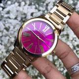  Shop Authentic Michael Kors Hartman Quartz Pink Dial Gold Steel Strap Watch For Women - MK3520 - Luxxuri