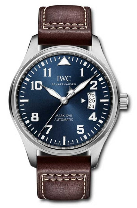  Shop Authentic IWC Pilots Watch Mark XVII Edition Le Petit Prince Blue Dial Brown Leather Strap Watch for Men - IW326506 - Luxxuri