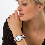  Shop Authentic Daniel Wellington Classic Southampton White Dial Three Tone Nylon Strap Watch For Women - DW00100050 - Luxxuri