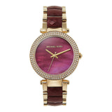  Shop Authentic Michael Kors Parker Mother of Pearl Red Dial Two Tone Steel Strap Watch for Women - MK6427 - Luxxuri