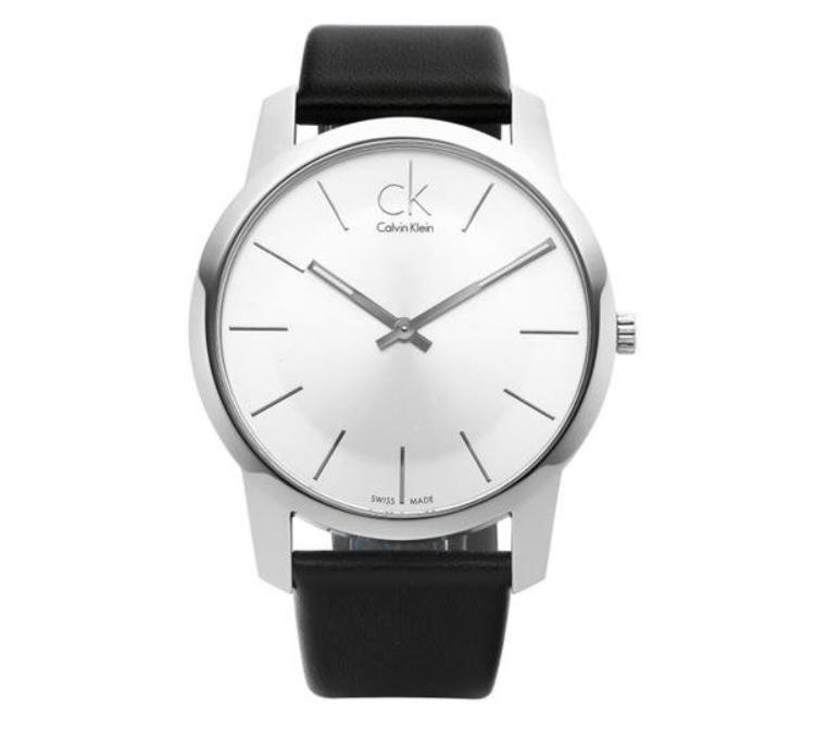  Shop Authentic Calvin Klein City Silver Dial Black Leather Strap Watch For Women - K2G231C6 - Luxxuri