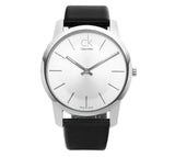  Shop Authentic Calvin Klein City Silver Dial Black Leather Strap Watch For Women - K2G231C6 - Luxxuri