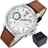  Shop Authentic Tommy Hilfiger Landon Chronograph White Dial Brown Leather Strap Watch for Men - 1791531 - Luxxuri