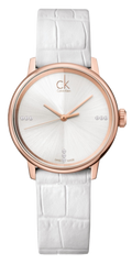  Shop Authentic Calvin Klein Accent White Dial White Leather Strap Watch for Women - K2Y2Y6KW - Luxxuri