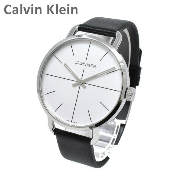  Shop Authentic Calvin Klein Even Silver Dial Black Leather Strap Watch for Men - K7B211CY - Luxxuri