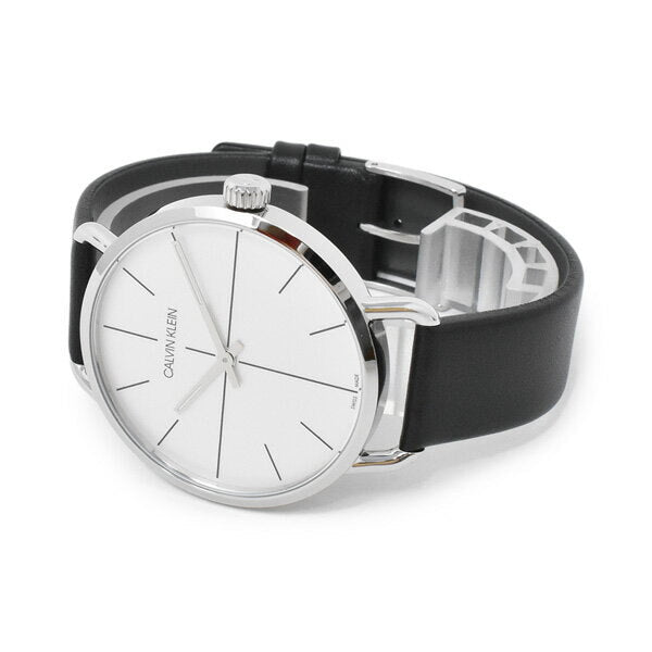  Shop Authentic Calvin Klein Even Silver Dial Black Leather Strap Watch for Men - K7B211CY - Luxxuri