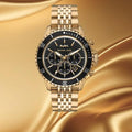  Shop Authentic Michael Kors Bayville Chronograph Black Dial Gold Steel Strap Watch For Men - MK8726 - Luxxuri