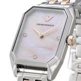  Shop Authentic Emporio Armani Gianni T Bar Mother of Pearl Dial Two Tone Steel Strap Watch For Women - AR11146 - Luxxuri