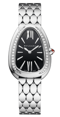  Shop Authentic Bvlgari Serpenti Seduttori Diamonds Black Dial Silver Steel Strap Watch for Women - SERPENTI103449 - Luxxuri