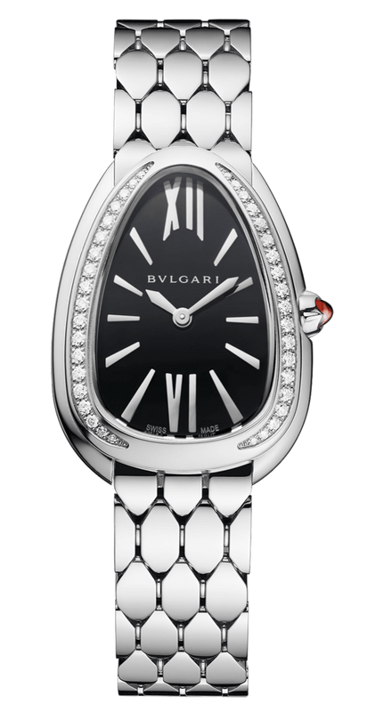  Shop Authentic Bvlgari Serpenti Seduttori Diamonds Black Dial Silver Steel Strap Watch for Women - SERPENTI103449 - Luxxuri
