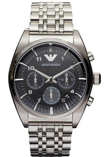 Shop Authentic Emporio Armani Franco Black Dial Silver Steel Strap Watch For Men - AR0373 - Luxxuri