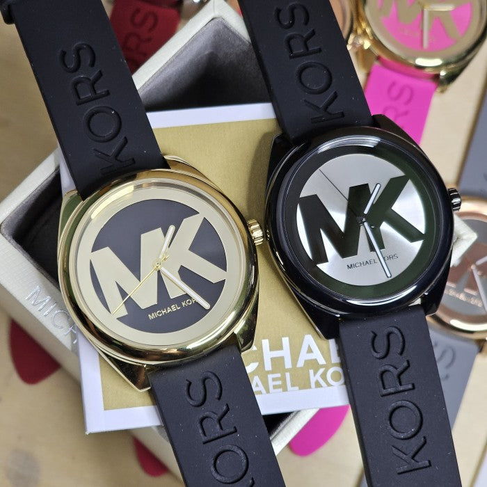  Shop Authentic Michael Kors Janelle Quartz Silver Dial Black Rubber Strap Watch For Women - MK7138 - Luxxuri