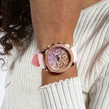  Shop Authentic Guess Sparkling Chronograph Crystals Pink Dial Pink Silicone Strap Watch For Women - GW0032L4 - Luxxuri