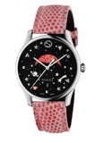  Shop Authentic Gucci G-Timeless Moonphase Black Dial Pink Leather Strap Watch For Women - YA1264046 - Luxxuri