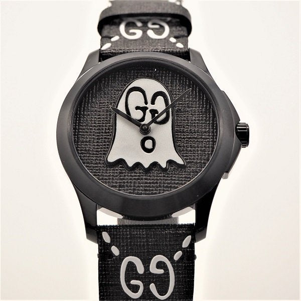  Shop Authentic Gucci G Timeless Ghost Black Dial Black Leather Strap Watch For Men - YA1264018 - Luxxuri