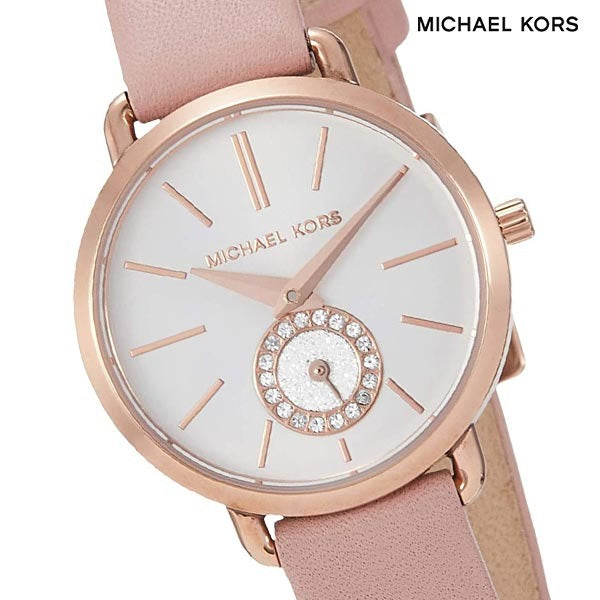  Shop Authentic Michael Kors Petite Portia Silver Dial Pink Rubber Strap Watch For Women - MK2735 - Luxxuri