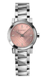  Shop Authentic Burberry The City Diamonds Pink Dial Silver Steel Strap Watch for Women - BU9223 - Luxxuri