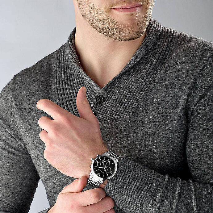  Shop Authentic Emporio Armani Giovanni Chronograph Black Dial Silver Steel Strap Watch For Men - AR11208 - Luxxuri