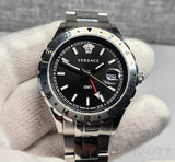  Shop Authentic Versace Hellenyium GMT Black Dial Silver Steel Strap Watch for Men - V11020015 - Luxxuri