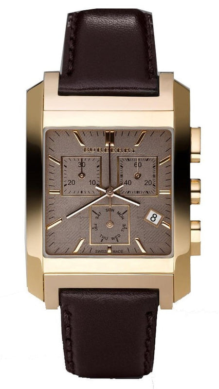  Shop Authentic Burberry Heritage Chronograph Square Grey Dial Brown Leather Strap Watch for Men - BU1566 - Luxxuri