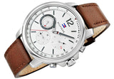  Shop Authentic Tommy Hilfiger Landon Chronograph White Dial Brown Leather Strap Watch for Men - 1791531 - Luxxuri