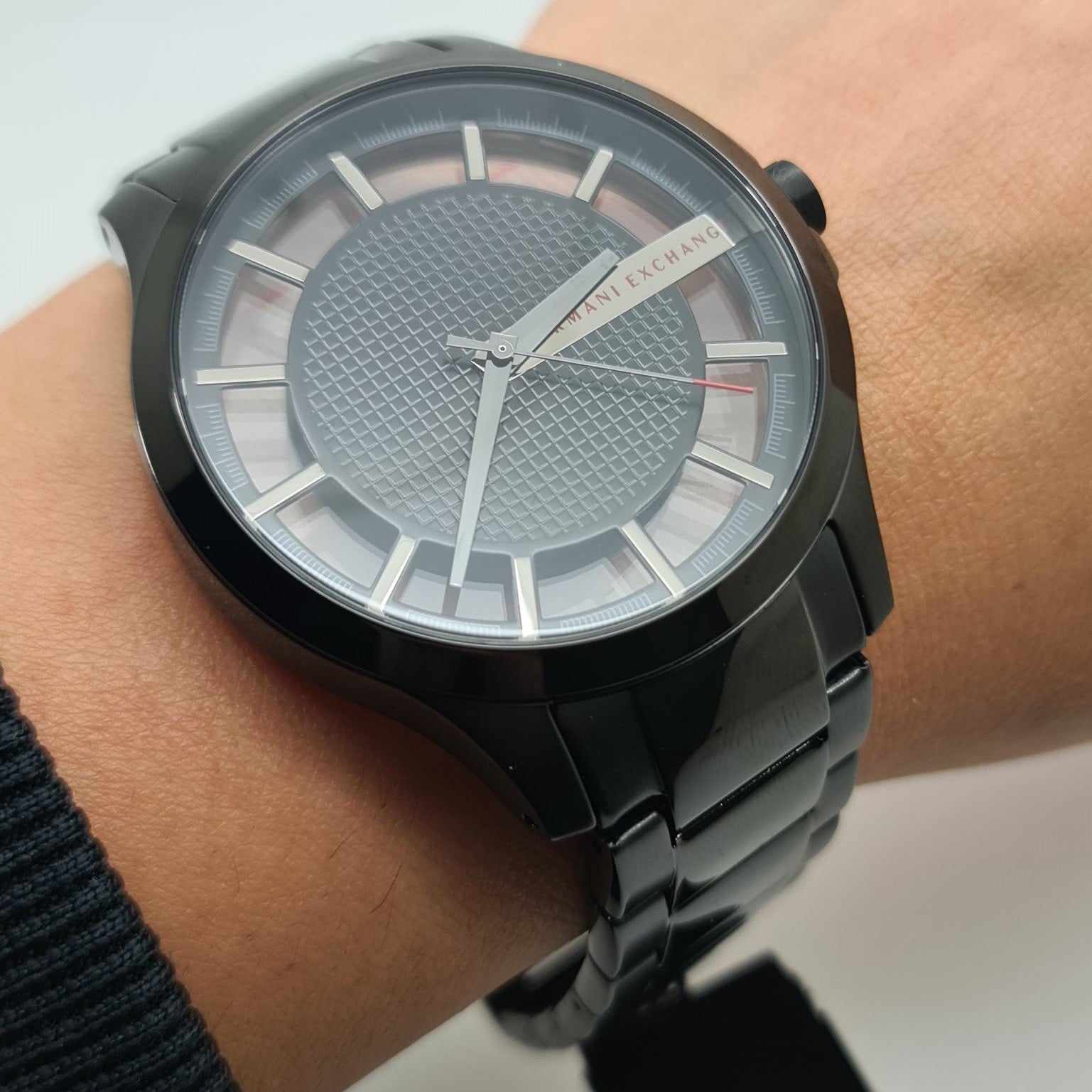  Shop Authentic Armani Exchange Hampton Chronograph Black Dial Black Steel Strap Watch For Men - AX2189 - Luxxuri