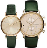  Shop Authentic Emporio Armani Retro Champagne Beige Dial Green Leather Strap Watch For Women - AR1726 - Luxxuri