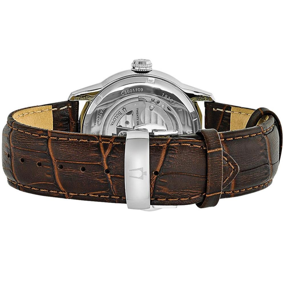  Shop Authentic Bulova Classic Skeleton Automatic Brown Dial Brown Leather Strap Watch for Men - 96A120 - Luxxuri