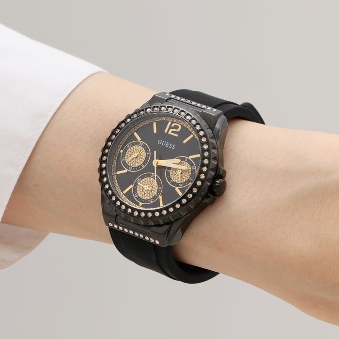  Shop Authentic Guess Starlight Black Dial Black Rubber Strap Watch for Women - W0846L1 - Luxxuri