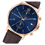  Shop Authentic Tommy Hilfiger Daniel Blue Dial Brown Leather Strap Watch for Men - 1710418 - Luxxuri
