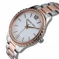  Shop Authentic Michael Kors Layton Three Hand Mother of Pearl White Dial Two Tone Steel Strap Watch For Women - MK6849 - Luxxuri