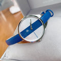  Shop Authentic Calvin Klein Rebel Blue Silver Dial Blue Leather Strap Watch for Women - K8P231V6 - Luxxuri