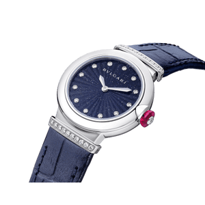  Shop Authentic Bvlgari Lvcea Intarsio Aventurine Diamonds Blue Dial Blue Leather Strap Watch for Women - LVCEA103617 - Luxxuri