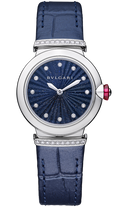  Shop Authentic Bvlgari Lvcea Intarsio Aventurine Diamonds Blue Dial Blue Leather Strap Watch for Women - LVCEA103617 - Luxxuri