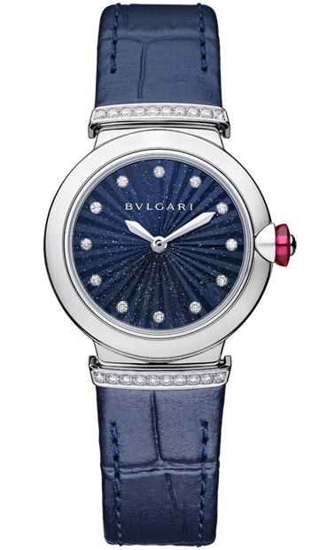  Shop Authentic Bvlgari Lvcea Intarsio Aventurine Diamonds Blue Dial Blue Leather Strap Watch for Women - LVCEA103617 - Luxxuri