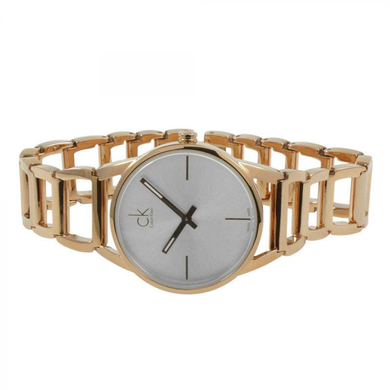  Shop Authentic Calvin Klein Stately Silver Dial Gold Steel Strap Watch for Women - K3G23526 - Luxxuri