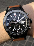  Shop Authentic Tag Heuer Carrera Automatic Chronograph Blue Dial Brown Leather Strap Watch for Men - CBN2A1A.FC6537 - Luxxuri