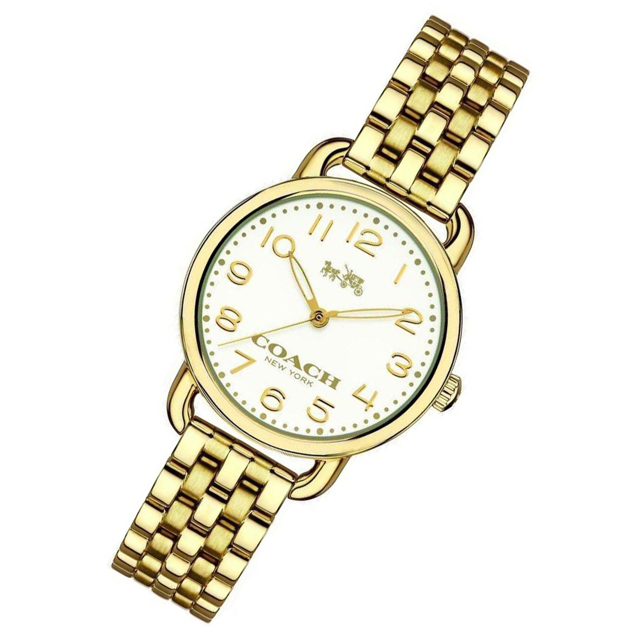 Coach Delancey White Dial Gold Steel Strap Watch for Women - 14502241