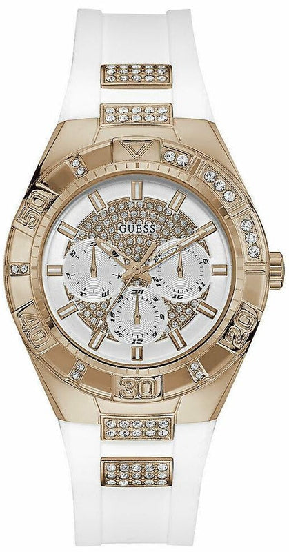  Shop Authentic Guess Luna Diamonds White Dial White Rubber Strap Watch for Women - W0653L4 - Luxxuri