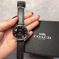 Coach Delancey Black Dial Black Leather Strap Watch for Women - 14502780