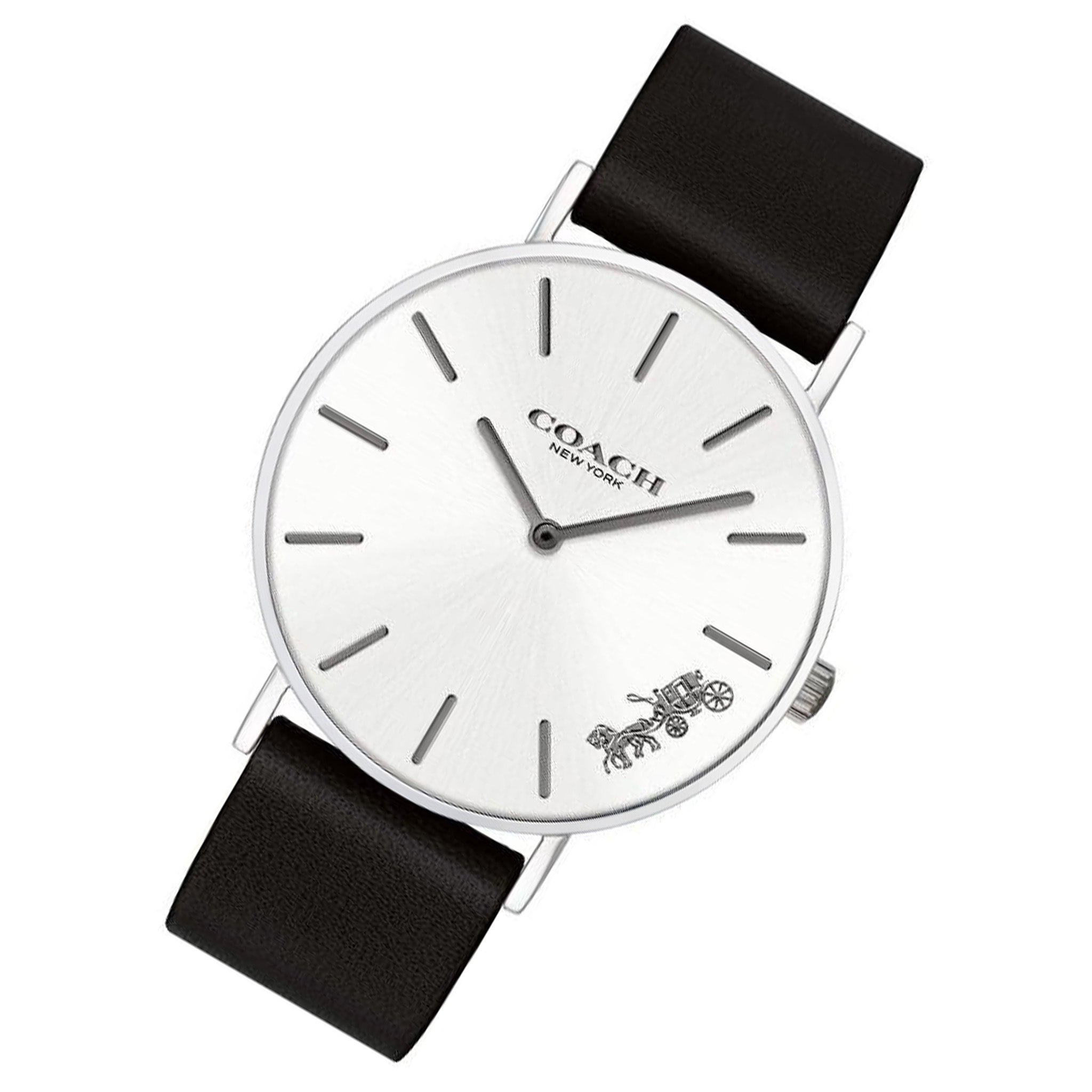 Coach Perry White Dial Black Leather Strap Watch for Women - 14503115