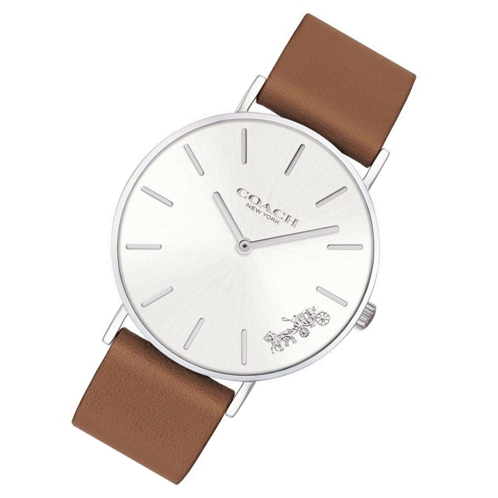 Coach Perry Silver Dial Brown Leather Strap Watch for Women - 14503120